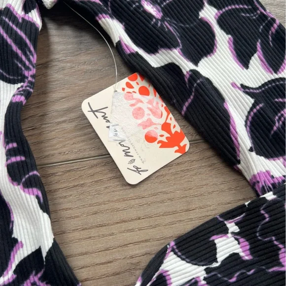 Womens Free People FP Movement Rally Printed Layer Top Purple Floral - Picture 4 of 8